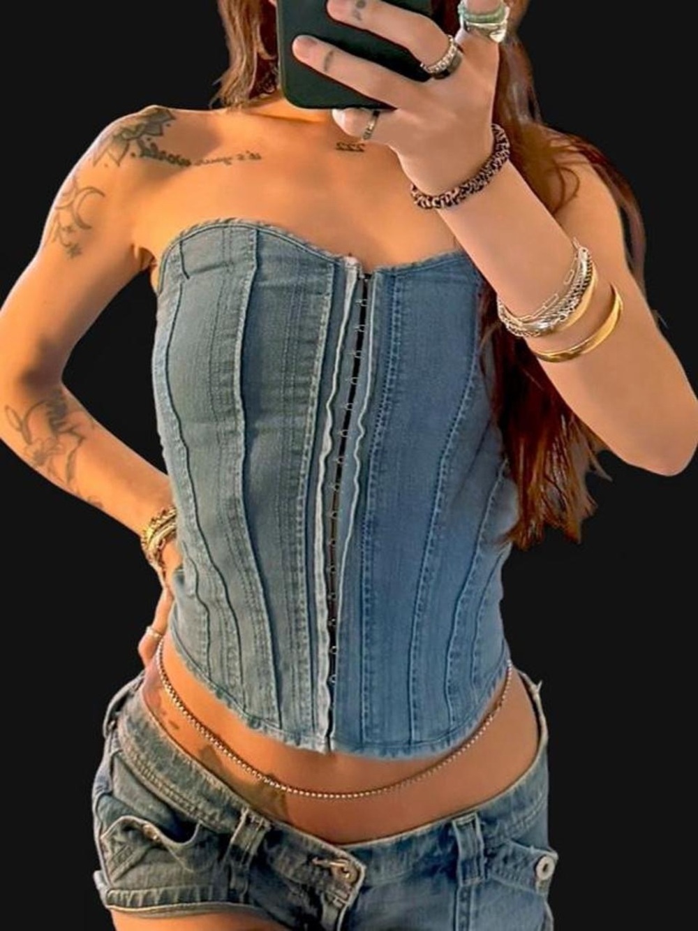 denim corset top 🩵
